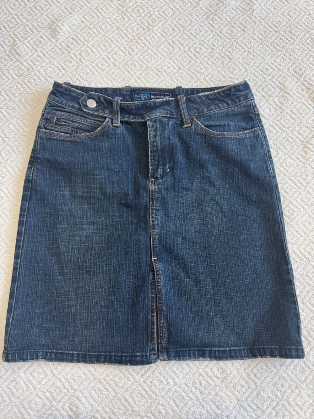 Weather Vane Juniors Dark Blue Denim Pencil Skirt with Front Slit Sz 3